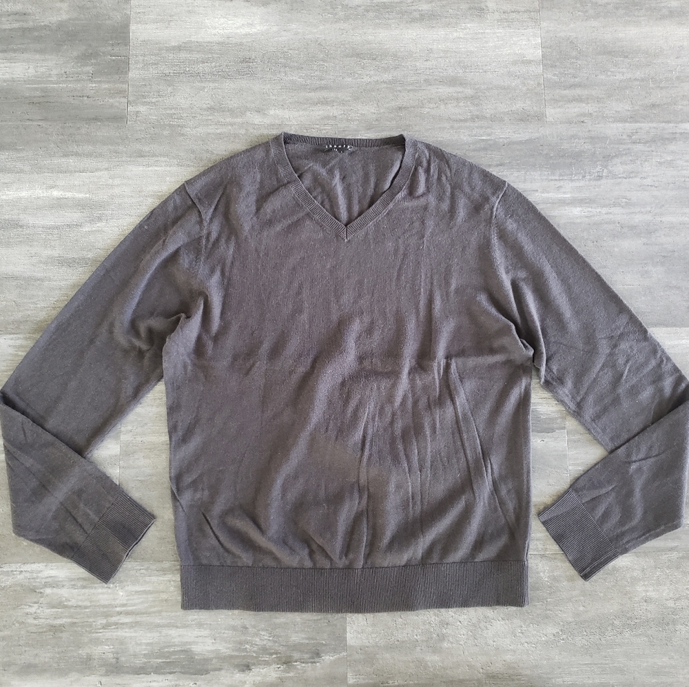 Dark Grey Theory Cashmere Sweater Vneck Long Sleeve